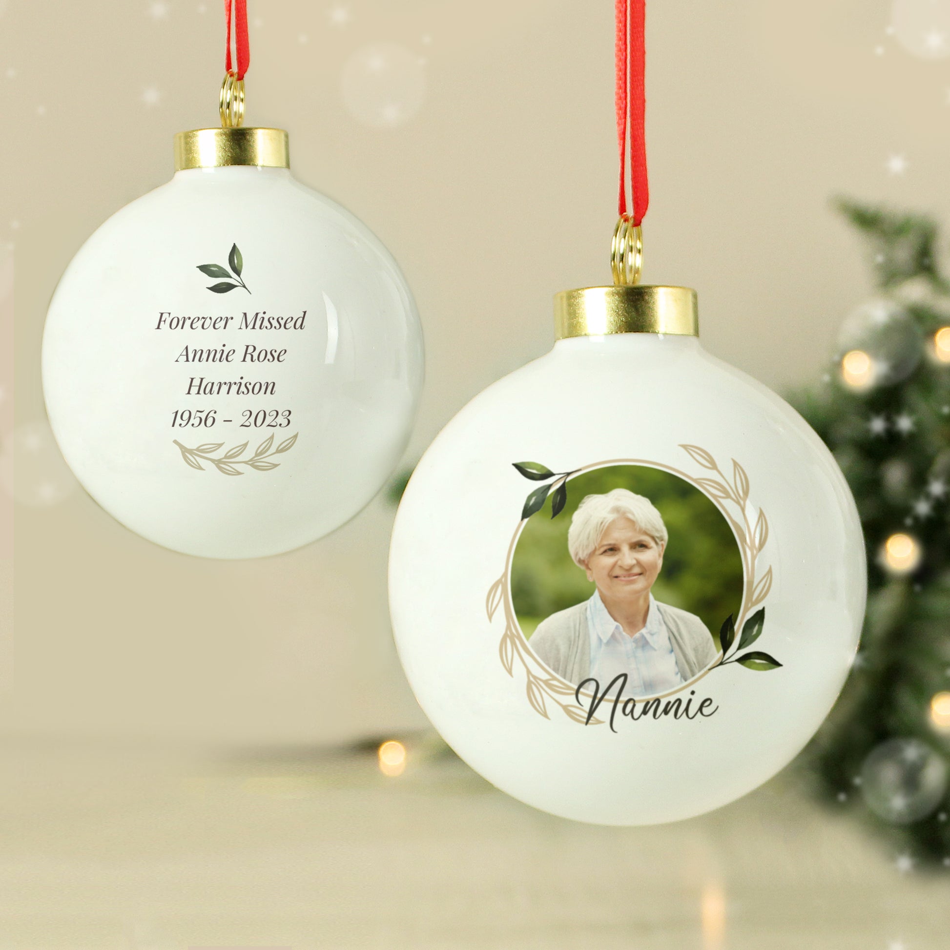 Personalised Photo Upload Memorial Bauble - image 3