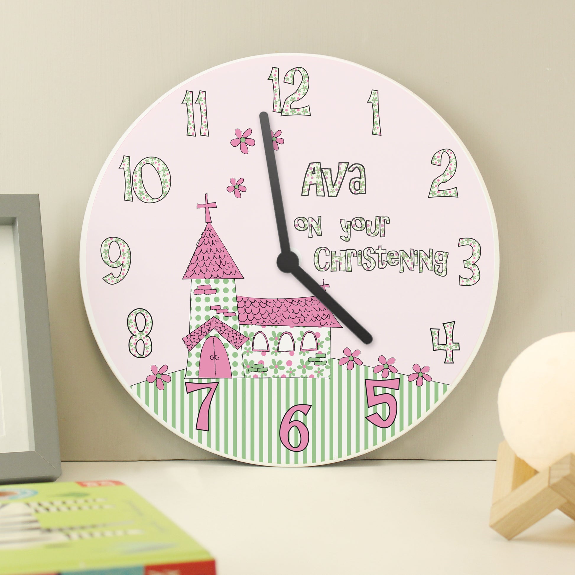 Personalised Whimsical Church Christening Clock - image 2