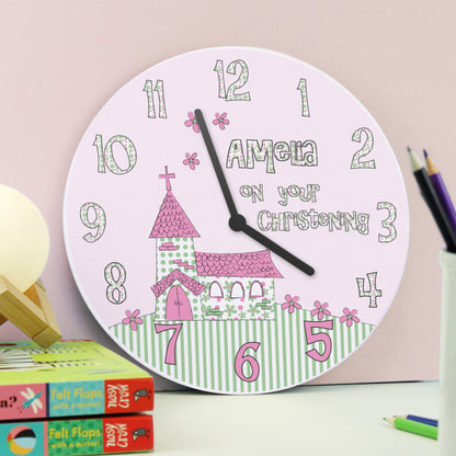 Personalised Whimsical Church Christening Clock - image 3