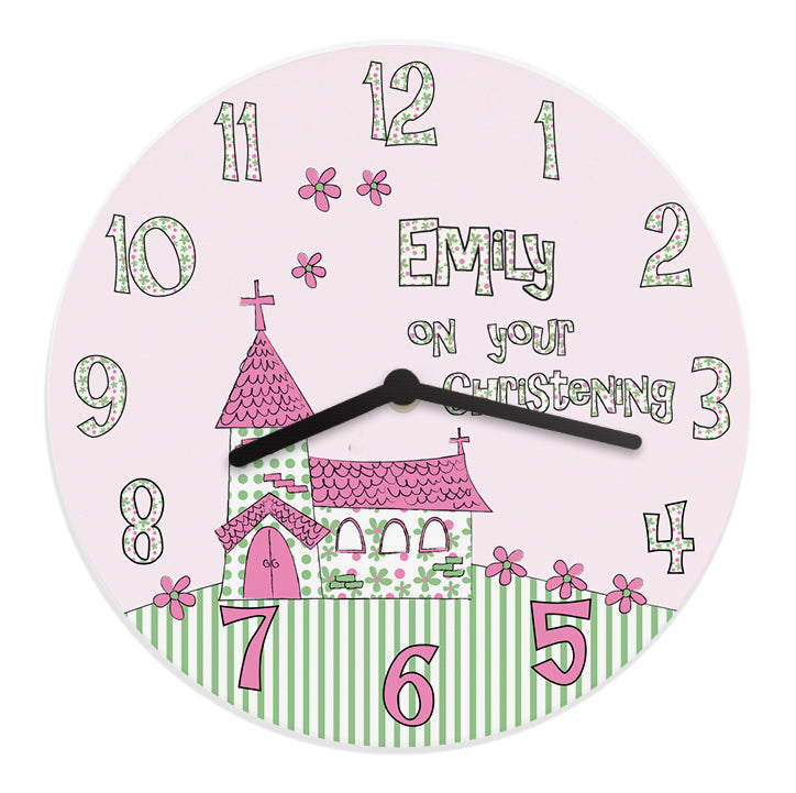 Personalised Whimsical Church Christening Clock - image 4