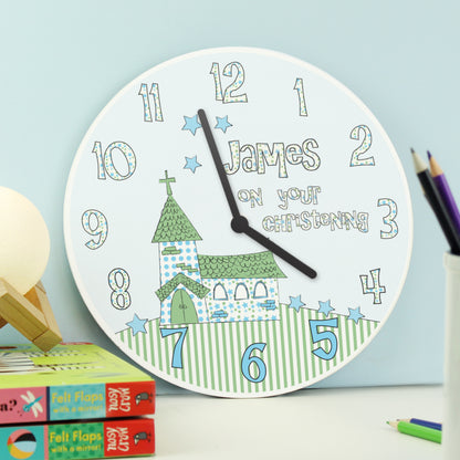 Personalised Church Boys Christening Clock from Heartfelt Gifts