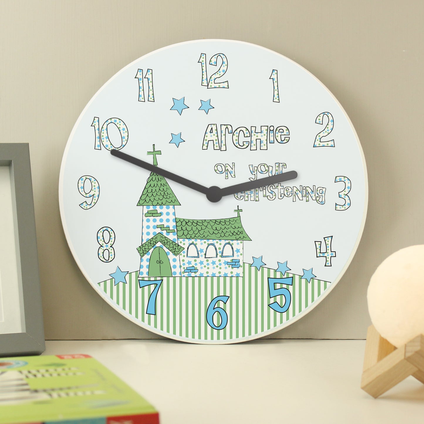 Personalised Church Boys Christening Clock - image 2