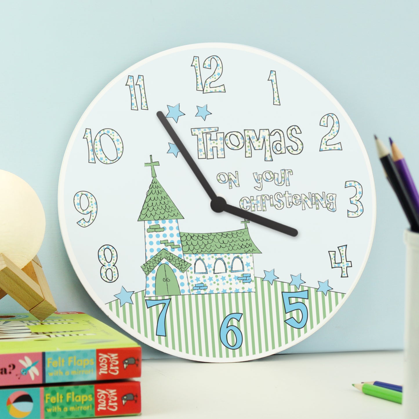 Personalised Church Boys Christening Clock - image 3