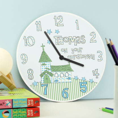 Personalised Church Boys Christening Clock - image 3