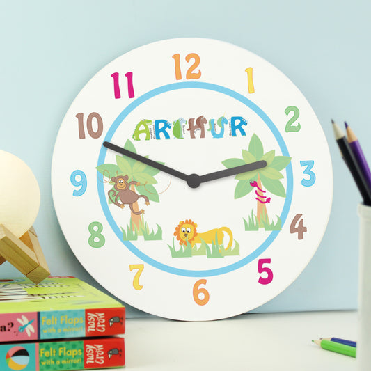 Personalised Blue Animal Alphabet Clock - image 2