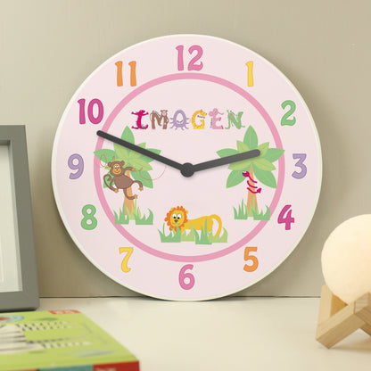 Personalised Pink Animal Alphabet Clock - image 3