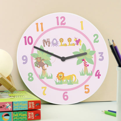 Personalised Pink Animal Alphabet Clock - image 4