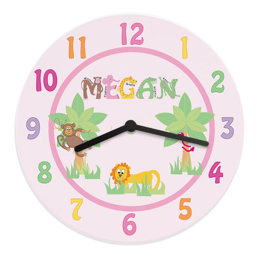 Personalised Pink Animal Alphabet Clock - image 5