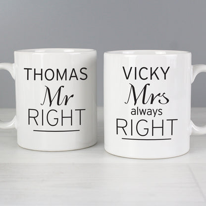 Personalised Classic Mr Right/Mrs Always Right Mug Set from Heartfelt Gifts