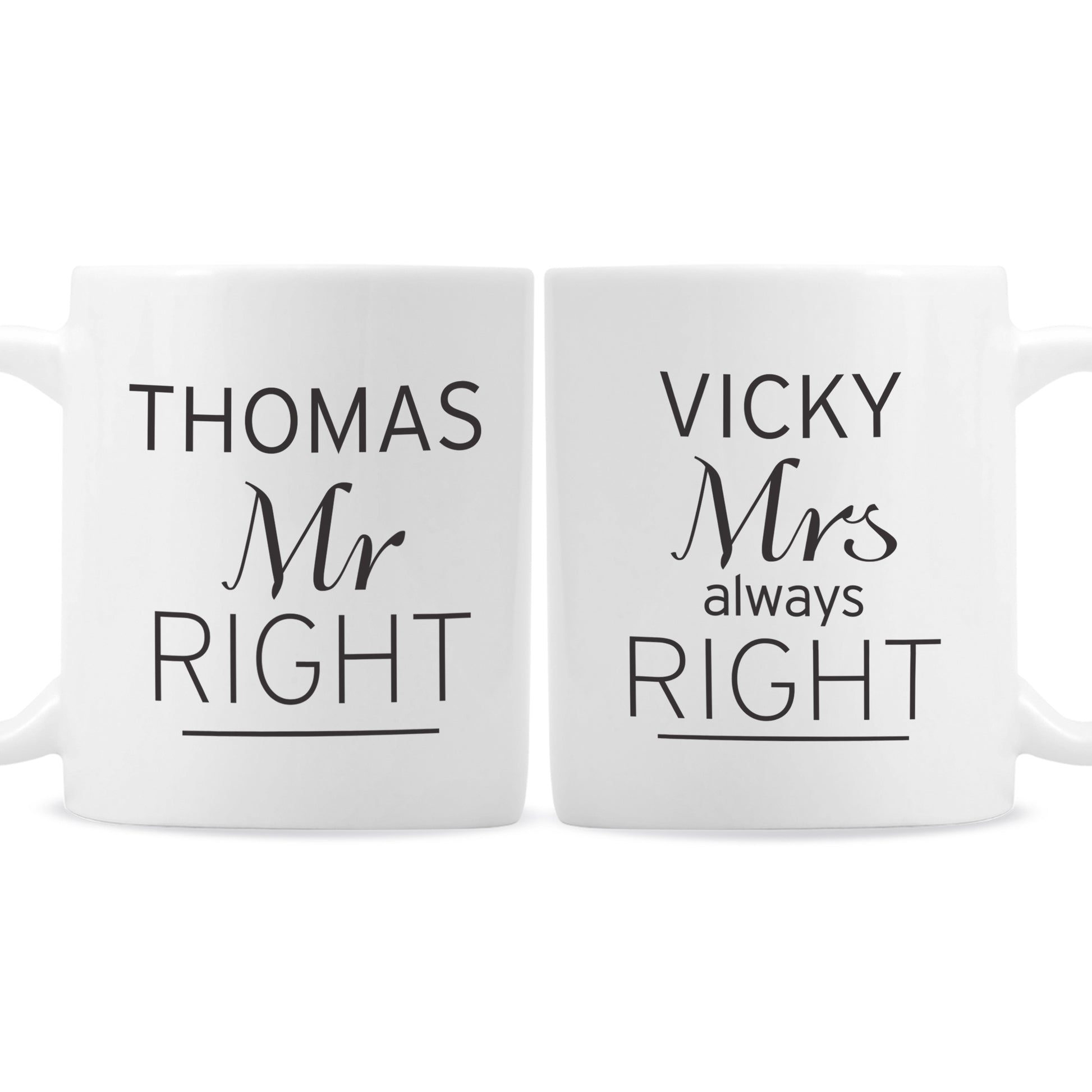 Personalised Classic Mr Right/Mrs Always Right Mug Set - image 2