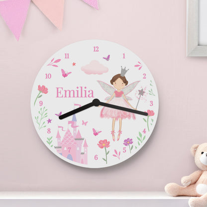 Personalised Fairy Princess Clock – Girls Bedroom Wall Clock Birthday Gift