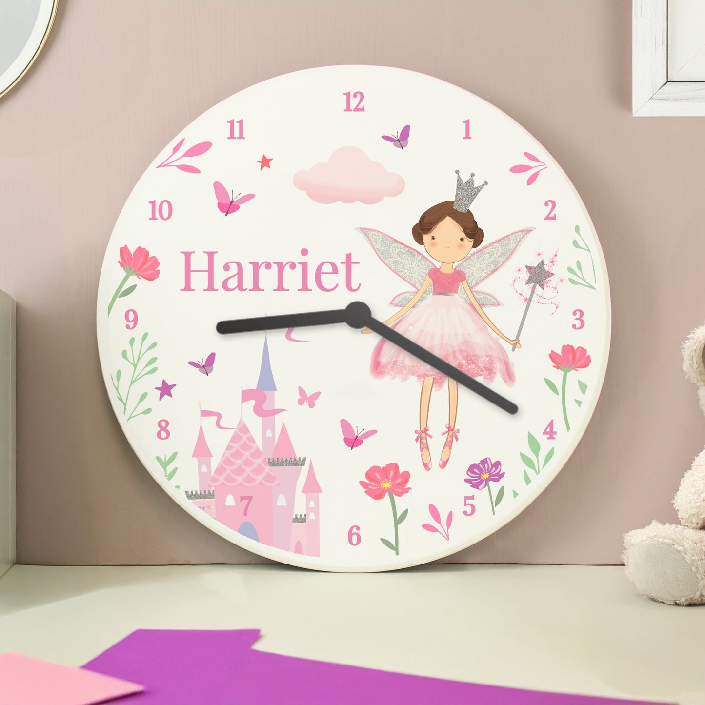 Personalised Fairy Princess Clock – Girls Bedroom Wall Clock Birthday Gift - image 3