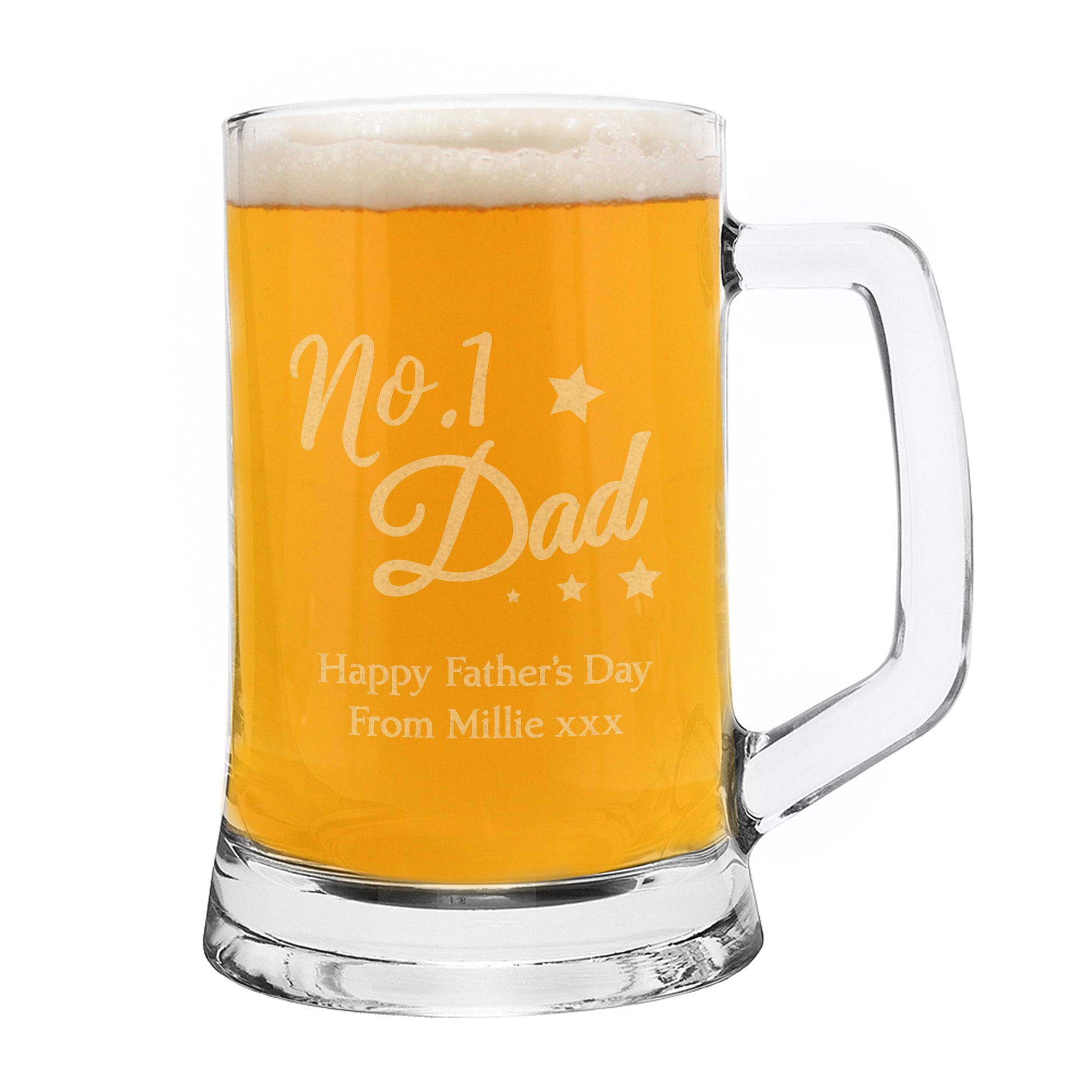 Personalised No.1 Dad Glass Pint Stern Tankard - image 2