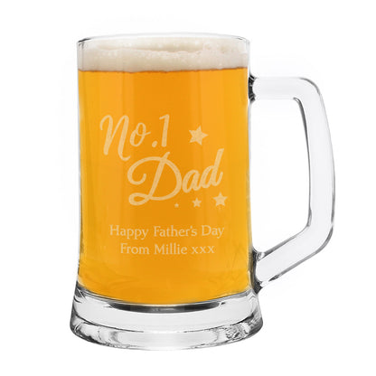 Personalised No.1 Dad Glass Pint Stern Tankard - image 2