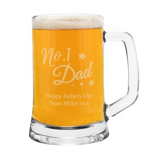 Personalised No.1 Dad Glass Pint Stern Tankard - image 2