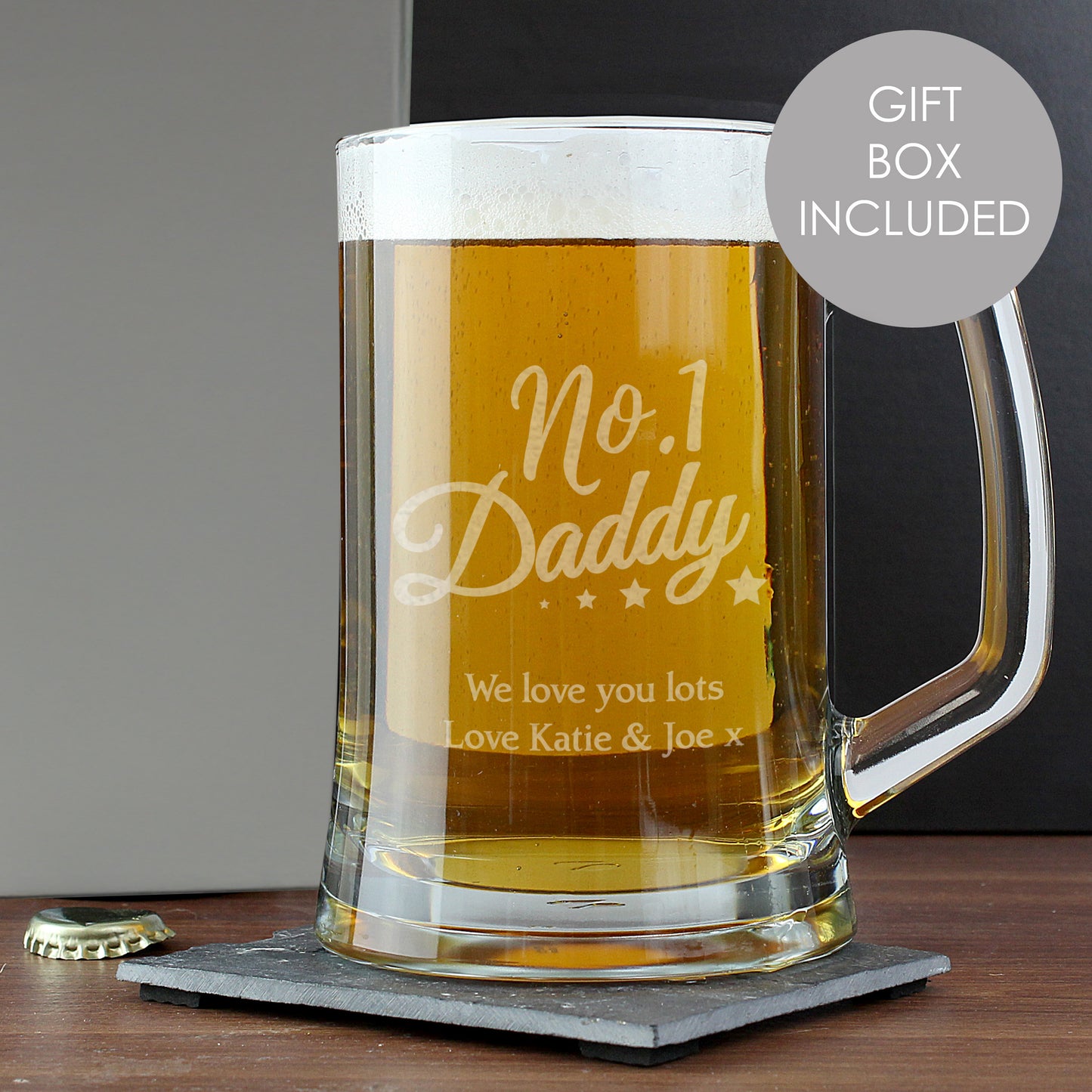 Personalised No.1 Daddy Glass Pint Stern Tankard from Heartfelt Gifts