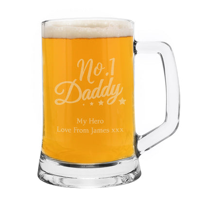 Personalised No.1 Daddy Glass Pint Stern Tankard - image 2