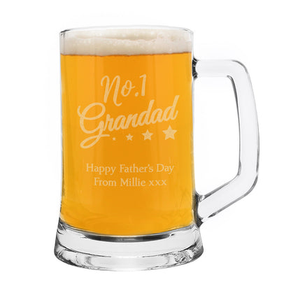 Personalised No.1 Grandad Glass Pint Stern Tankard - image 2