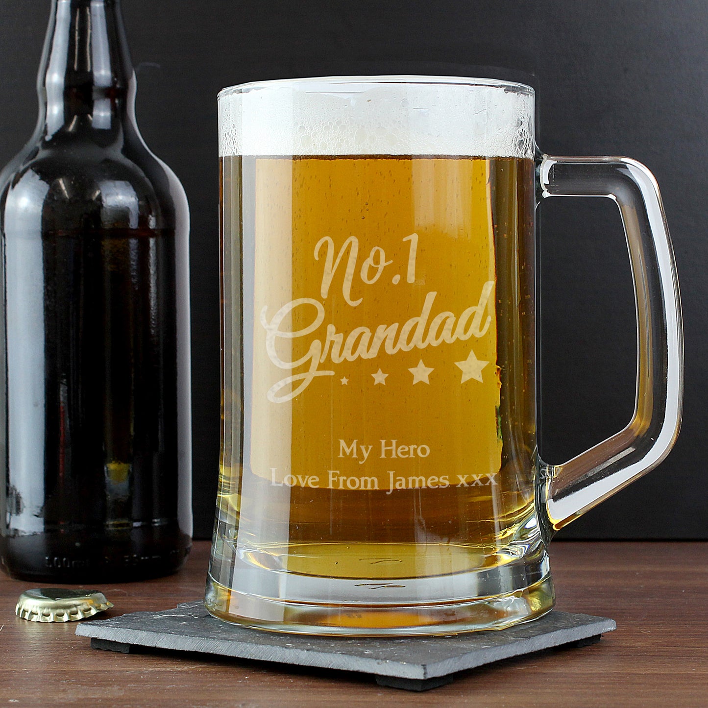Personalised No.1 Grandad Glass Pint Stern Tankard - image 3