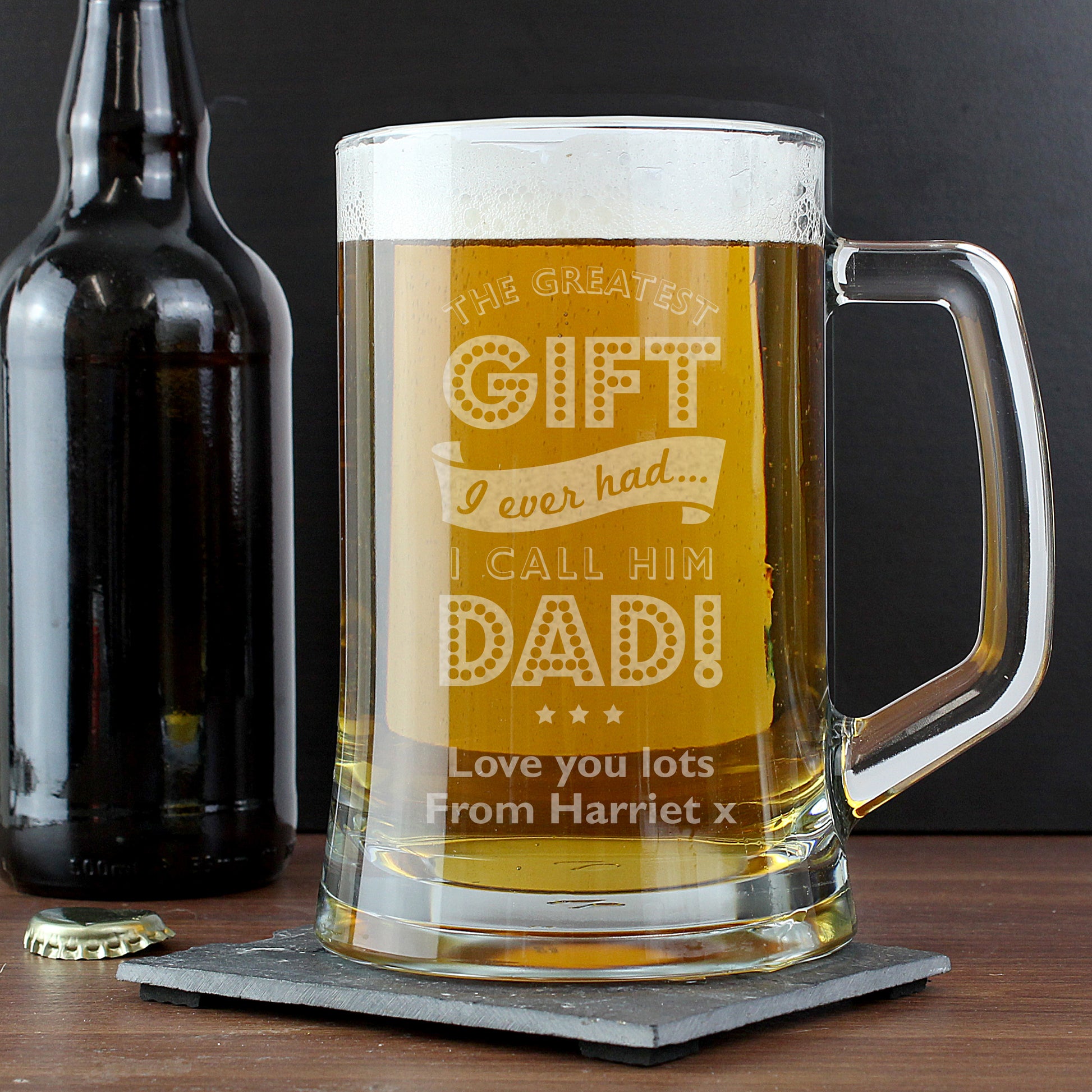 Personalised Greatest Dad Glass Pint Stern Tankard - image 4