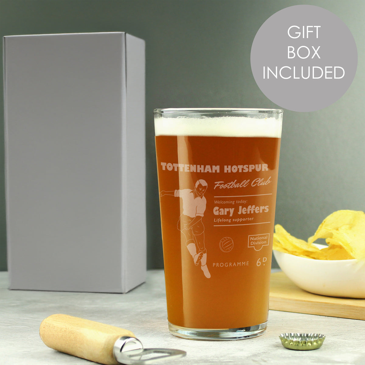 Personalised Vintage Football Supporter's Pint Glass from Heartfelt Gifts