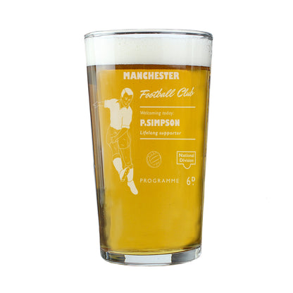 Personalised Vintage Football Supporter's Pint Glass - image 2