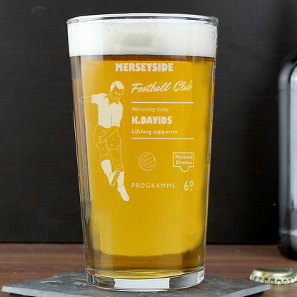 Personalised Vintage Football Supporter's Pint Glass - image 4