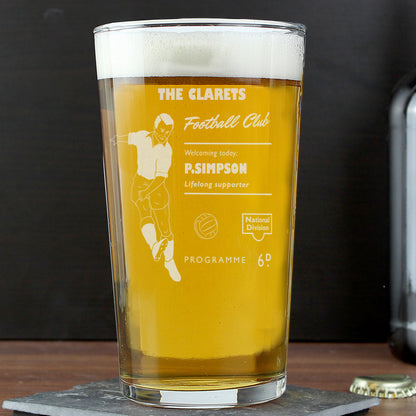 Personalised Vintage Football Supporter's Pint Glass - image 8
