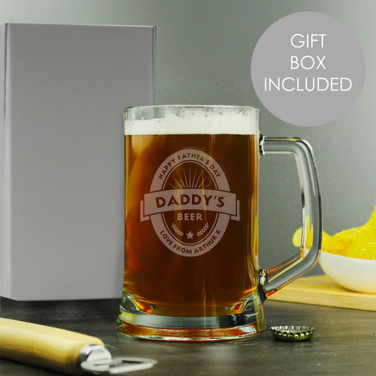 Personalised Beer Label Pint Stern Tankard from Heartfelt Gifts