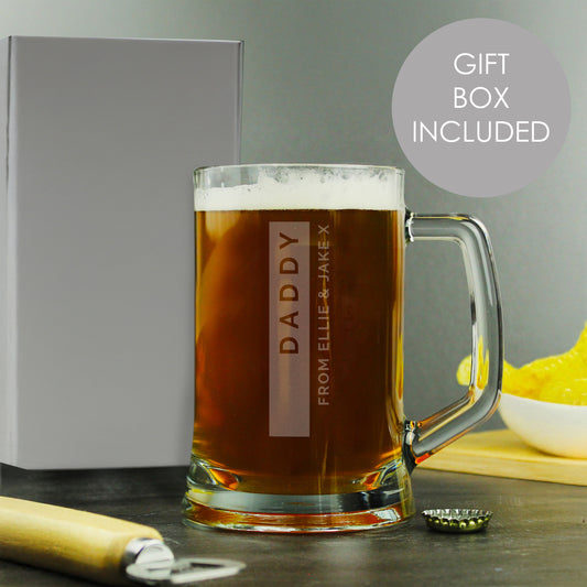 Personalised Free Text Stripe Pint Stern Tankard from Heartfelt Gifts