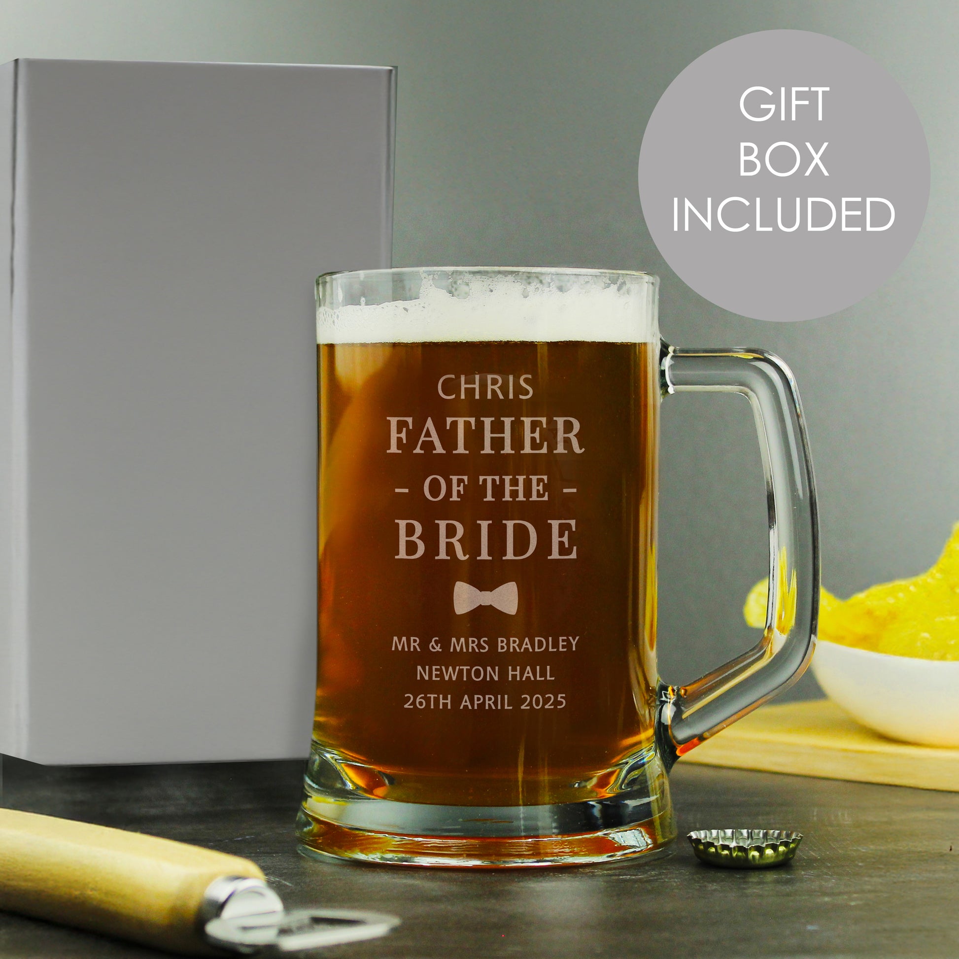Personalised Father of the Bride Pint Stern Tankard from Heartfelt Gifts
