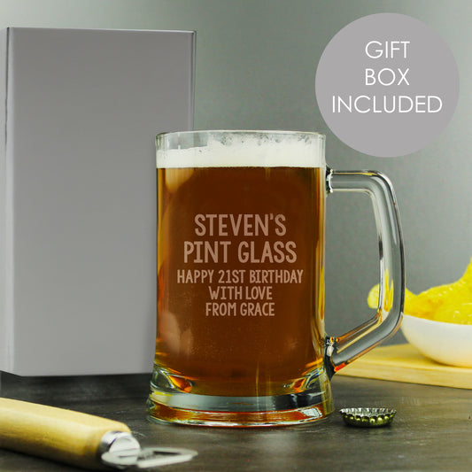 Personalised Free Text Pint Stern Tankard from Heartfelt Gifts