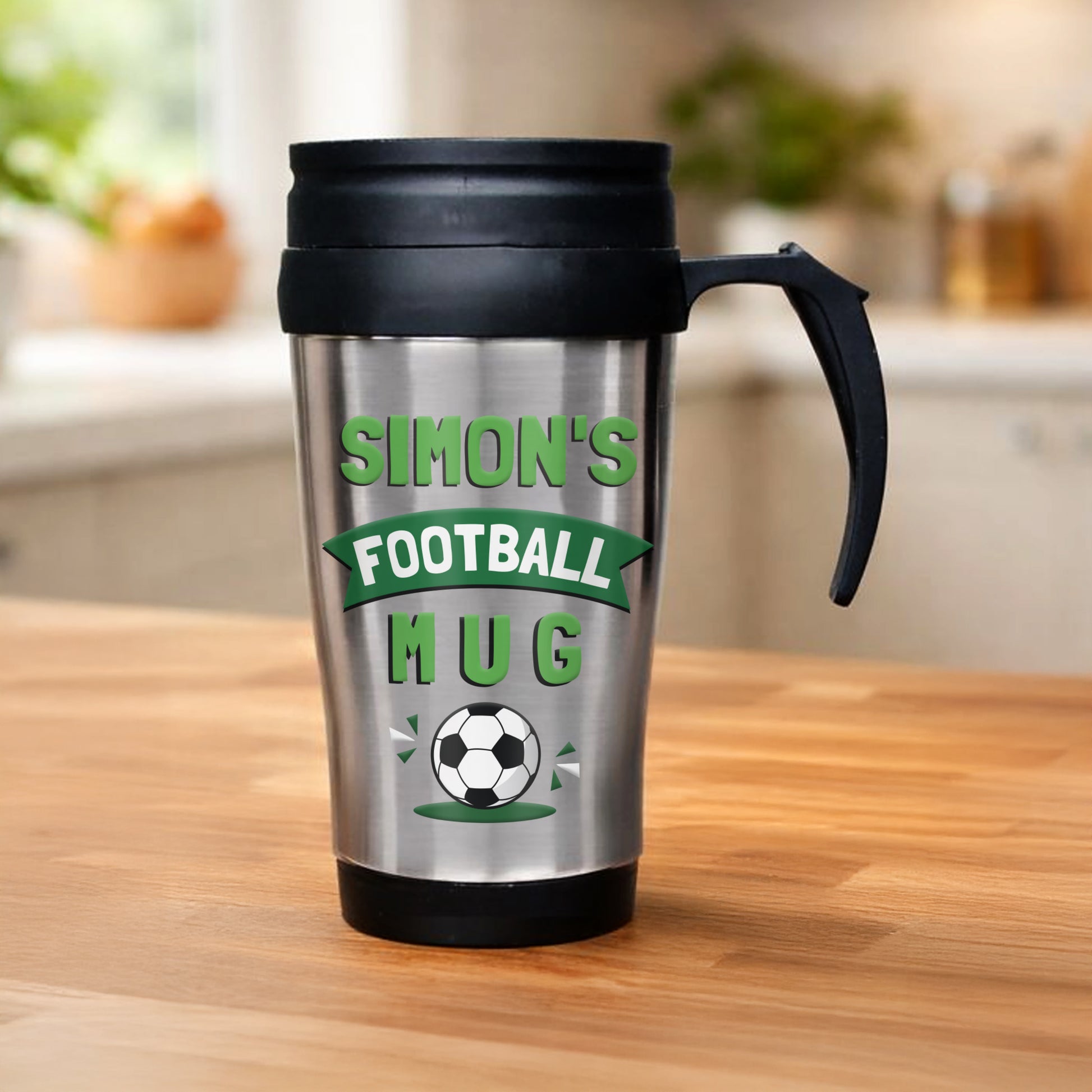 Personalised Football Thermal Mug from Heartfelt Gifts