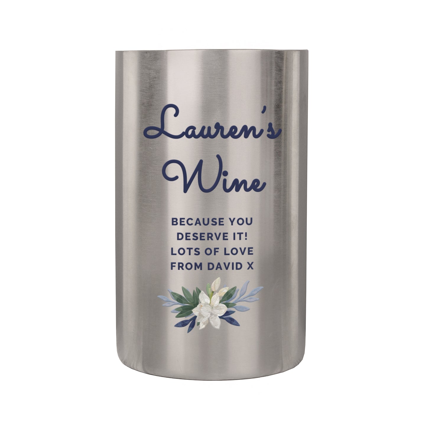 Personalised Blue Floral Wine Cooler - image 4