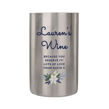 Personalised Blue Floral Wine Cooler - image 4