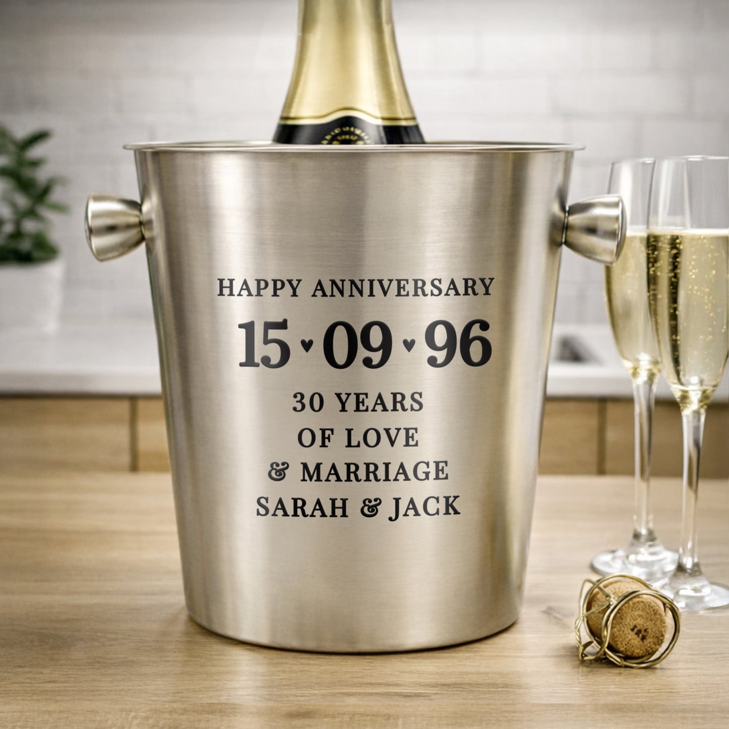 Personalised Big Date Stainless Steel Ice Bucket from Heartfelt Gifts