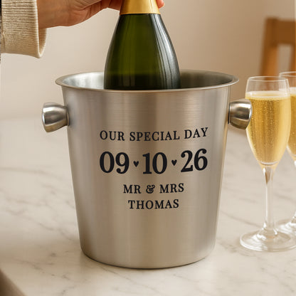 Personalised Big Date Stainless Steel Ice Bucket - image 2