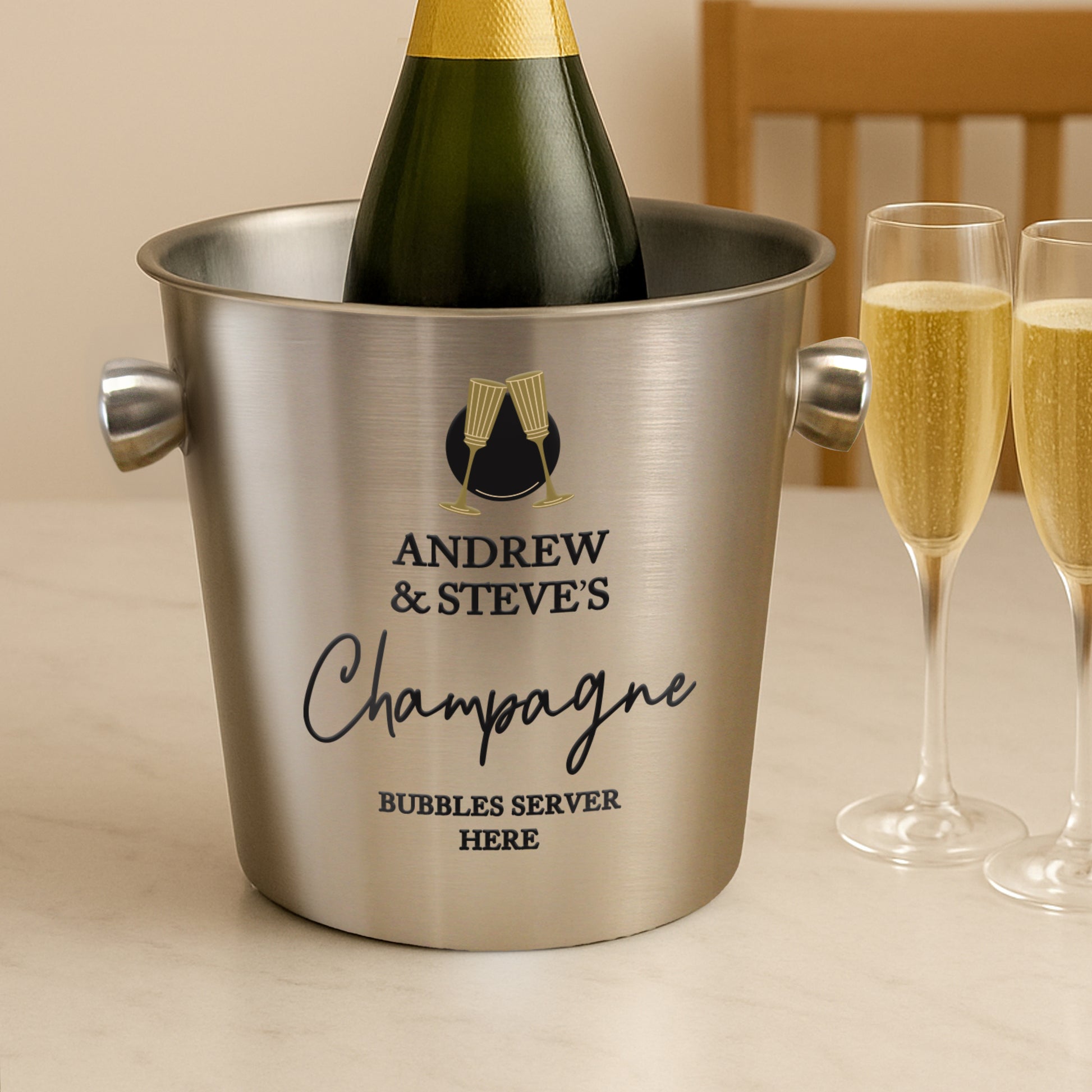 Personalised Flutes Stainless Steel Ice Bucket from Heartfelt Gifts