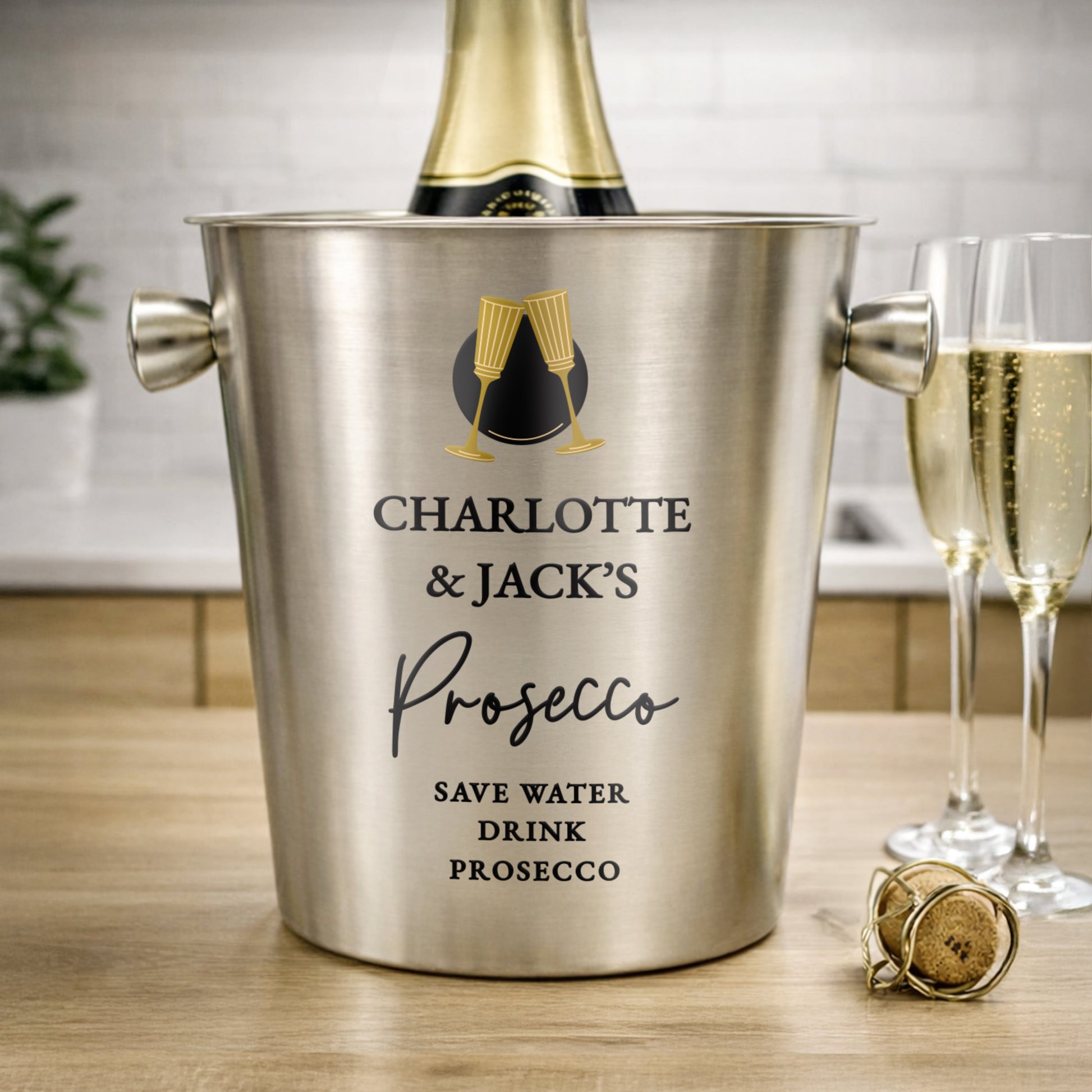 Personalised Flutes Stainless Steel Ice Bucket - image 2