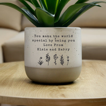Personalised Floral Flecked Plant Pot - image 2