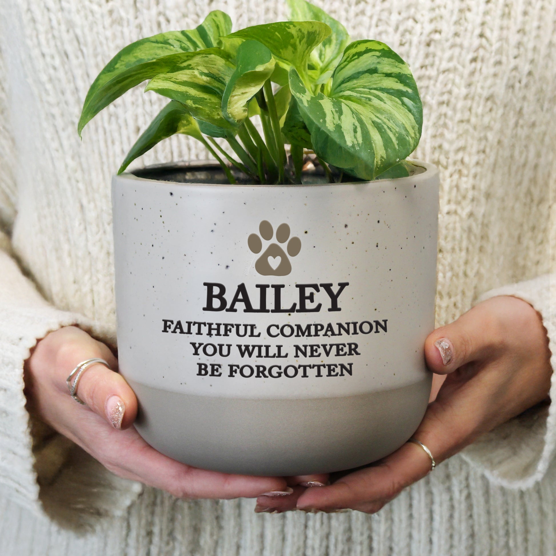 Personalised Pet Memorial Flecked Plant Pot from Heartfelt Gifts