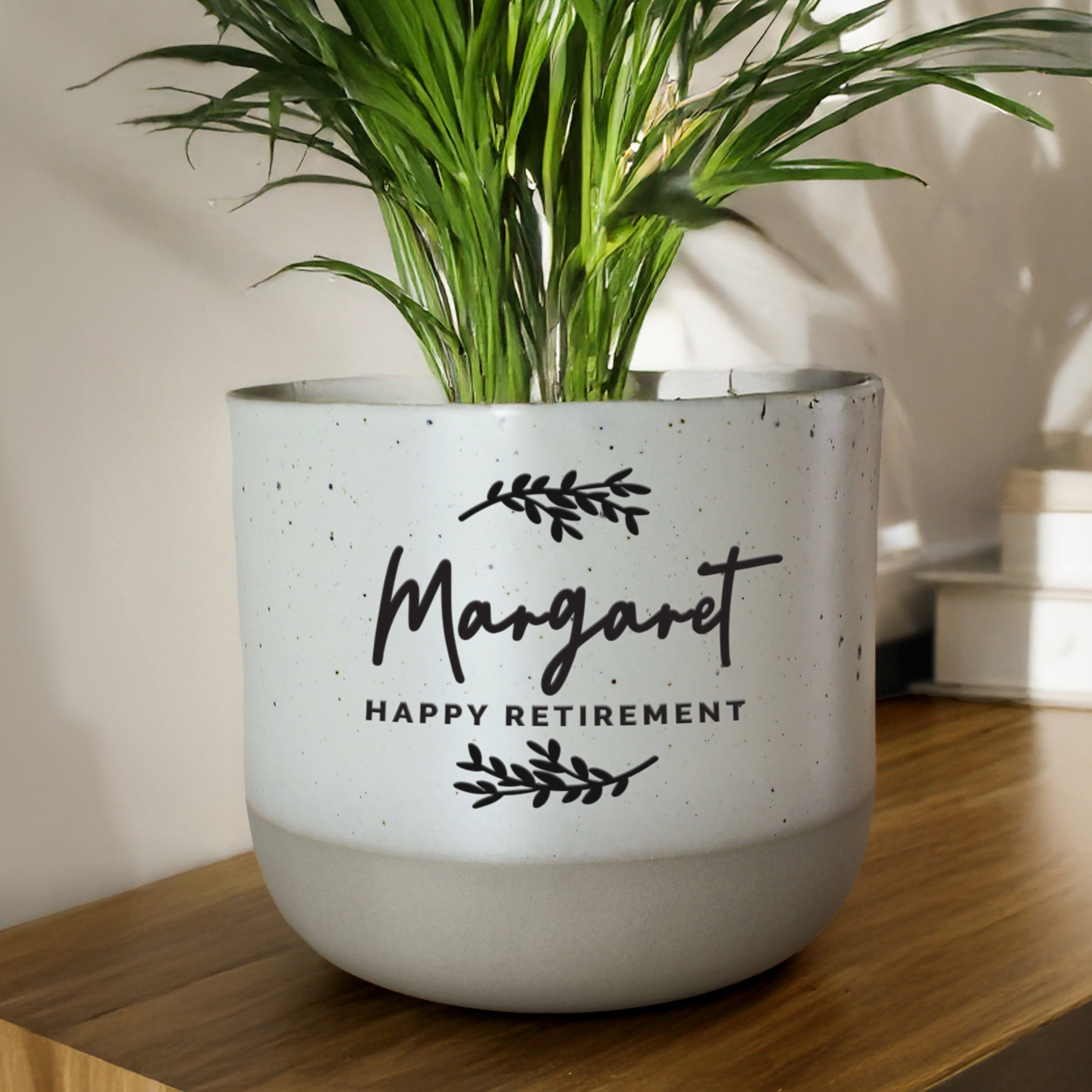 Personalised Botanical Flecked Plant Pot - image 3