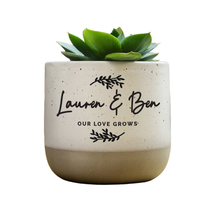 Personalised Botanical Flecked Plant Pot - image 4
