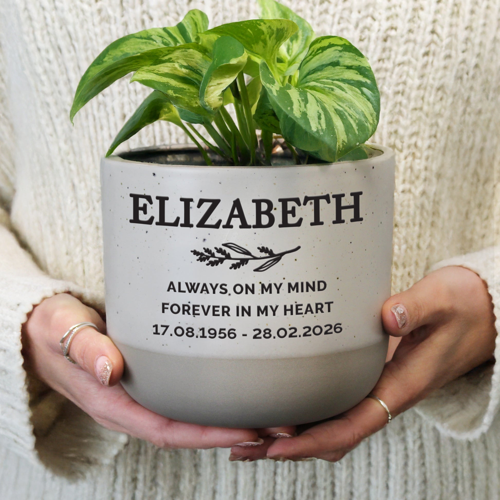 Personalised Memorial Flecked Plant Pot from Heartfelt Gifts