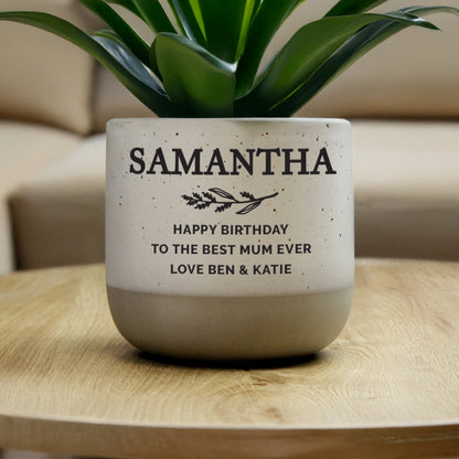 Personalised Memorial Flecked Plant Pot - image 2