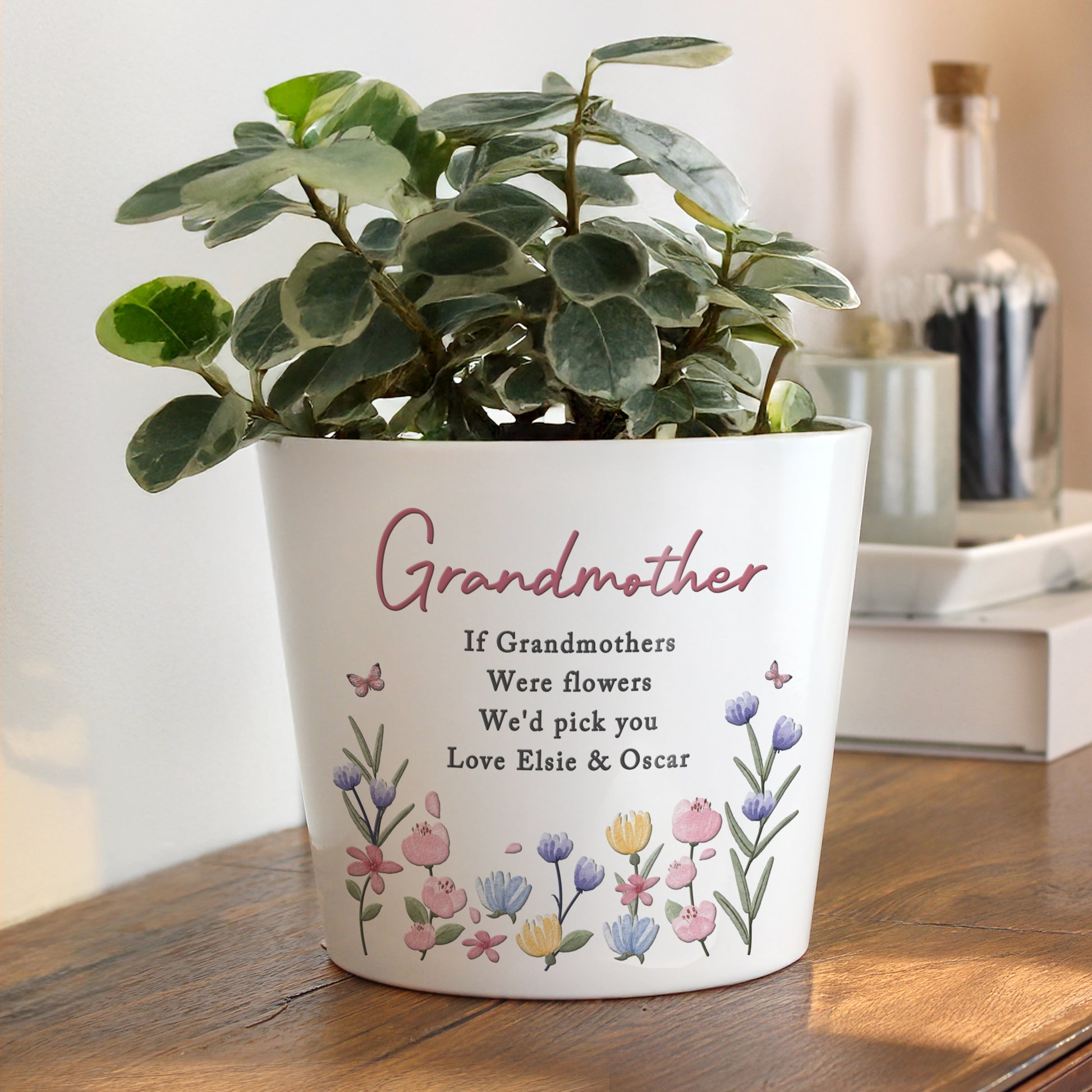 Personalised Pretty Floral Large Plant Pot from Heartfelt Gifts
