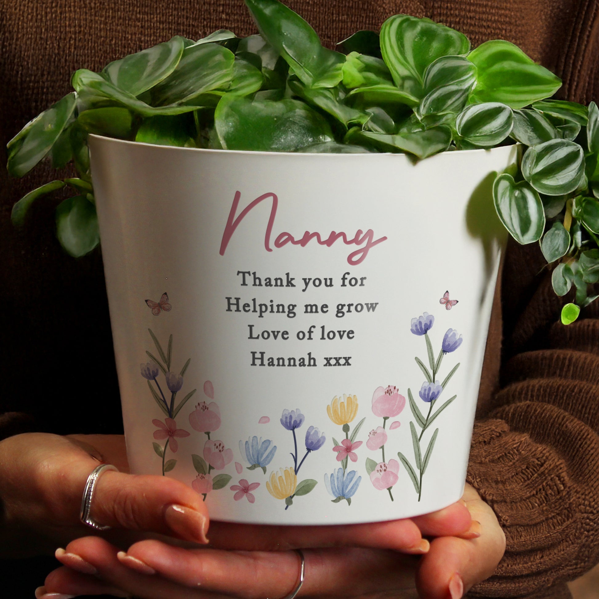 Personalised Pretty Floral Large Plant Pot - image 2