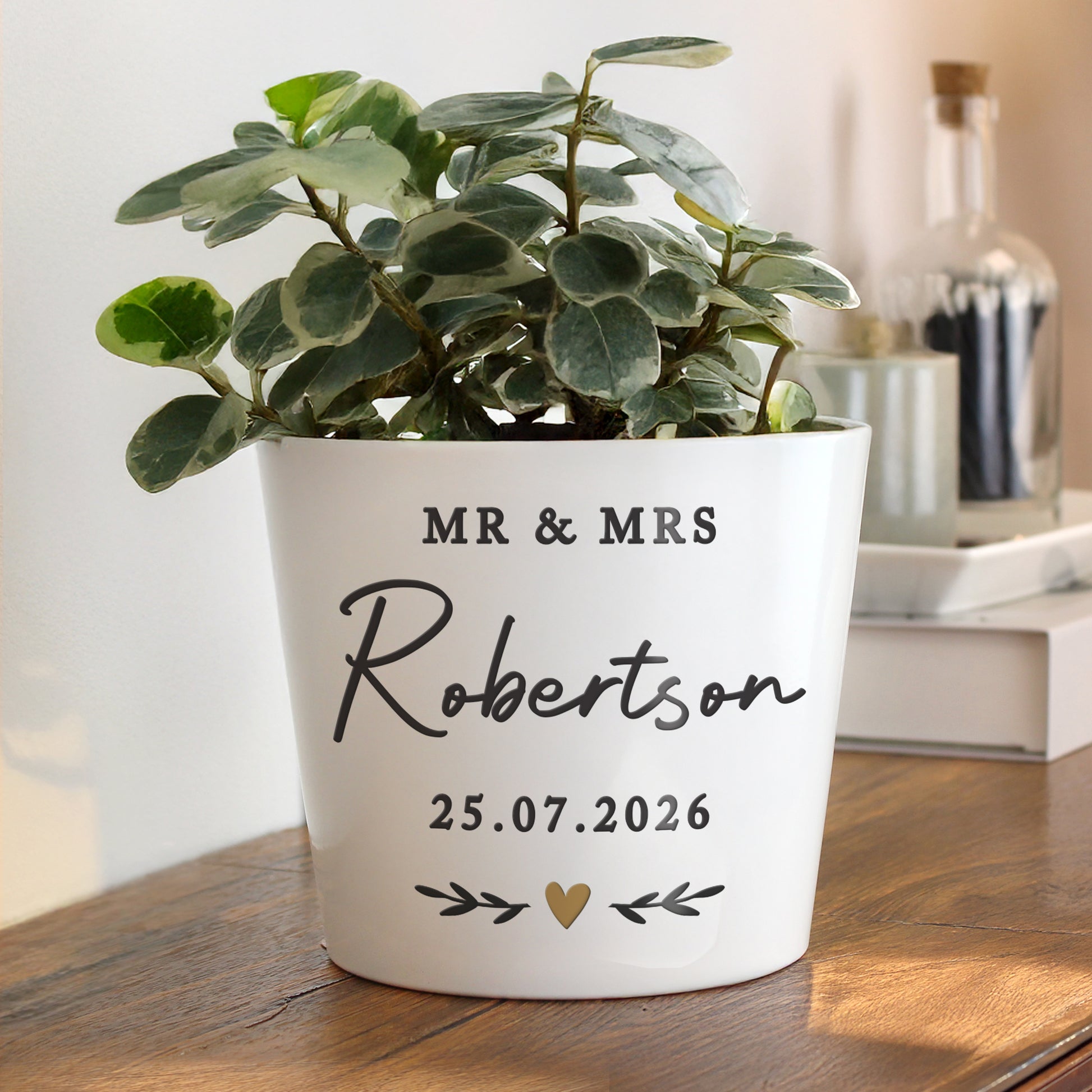 Personalised Gold Heart Large Plant Pot from Heartfelt Gifts