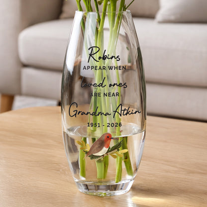 Personalised Robins Appear Bullet Vase from Heartfelt Gifts
