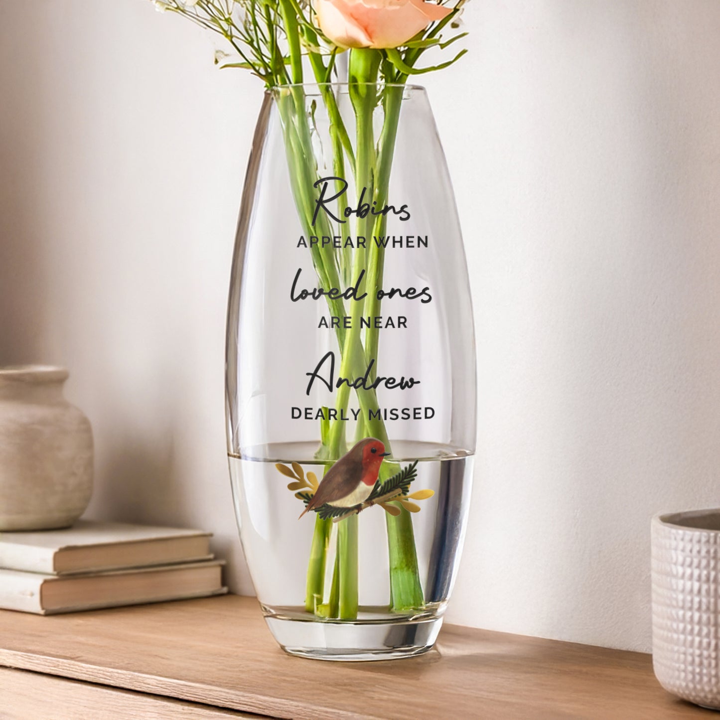 Personalised Robins Appear Bullet Vase - image 4